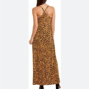 Donna Morgan Spaghetti Strap Leopard Maxi Dress, Size 4, Brown